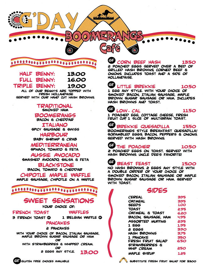 Breakfast Port Alberni BC Boomerangs Cafe